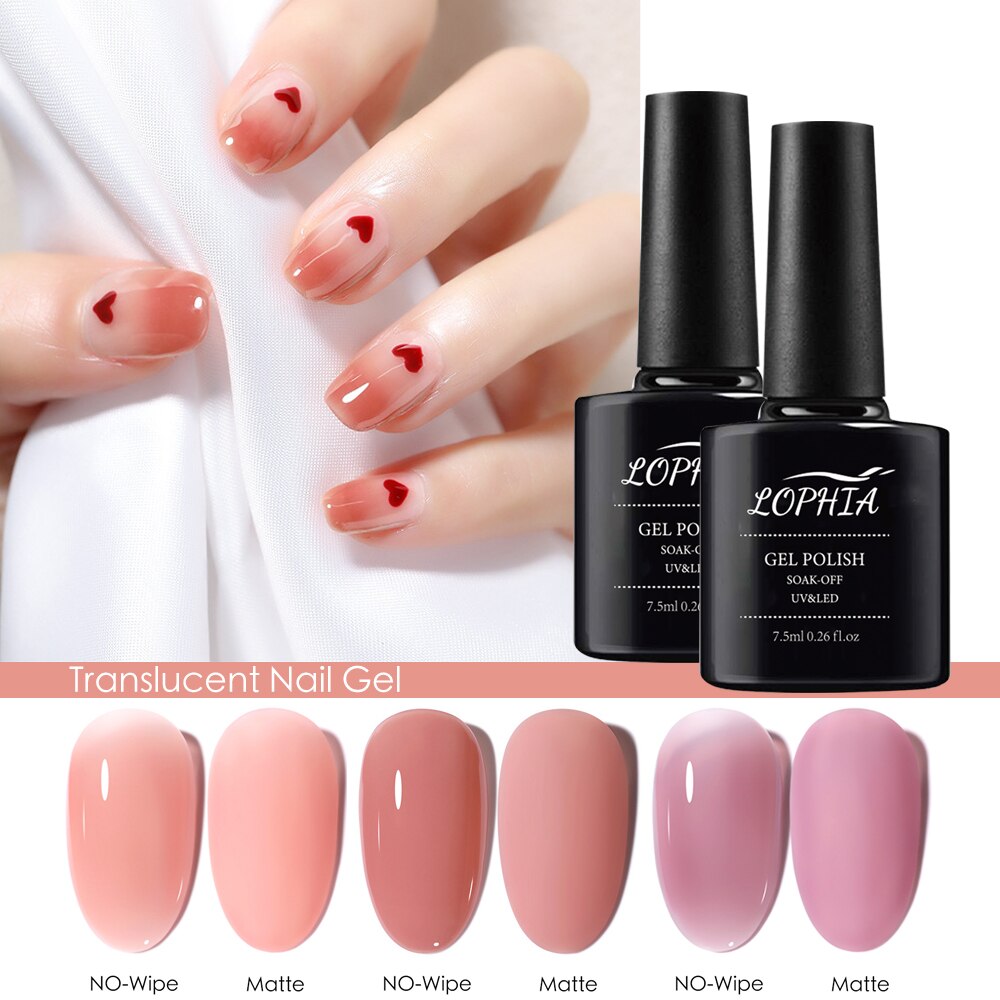 Vernis à ongles Semi-Permanent rose translucide pour manucure, Gel UV à tremper, hybride, 7.5ml