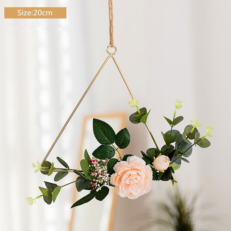 Cilected Smeedijzeren Muur Opknoping Decoratie Guirlande Hennep Touw Opknoping Kunstmatige Bloem Krans Voor Bruiloft Wandkleden Decor: A073R08