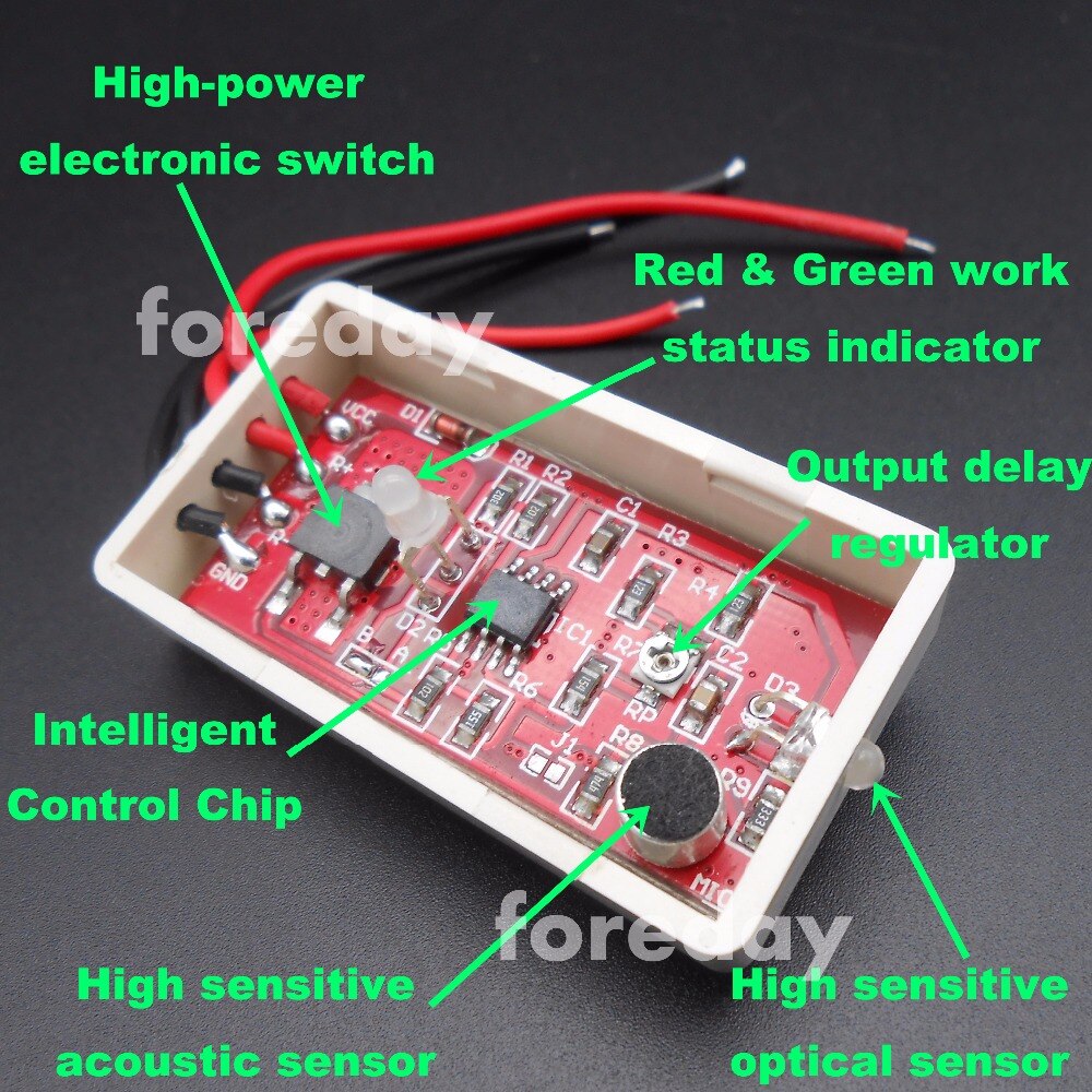 Voice-Light Control Switch Module Version A-White DC5V-18V Controller Day Off Night Work Solar Light Sunset Twilight *FD461