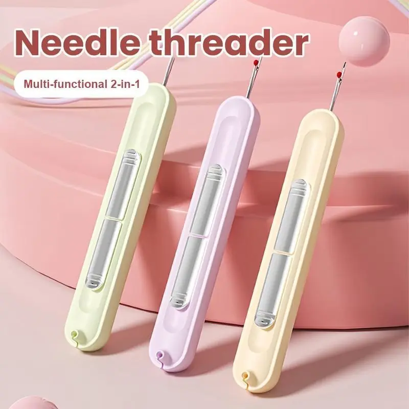 2in1 Hand Sewing Needle Threader and Seam Ripper Easy Threading and Stitch Removal Tool for Seniors Durable Sewing Accessory