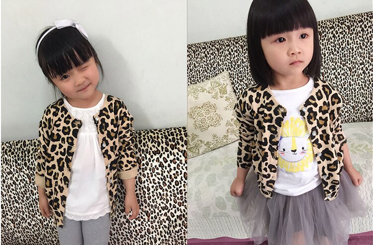 Baby leopard strikket trøje børn tøj bære drenge og piger cardigan trøjer bomuld frakker børn tøj