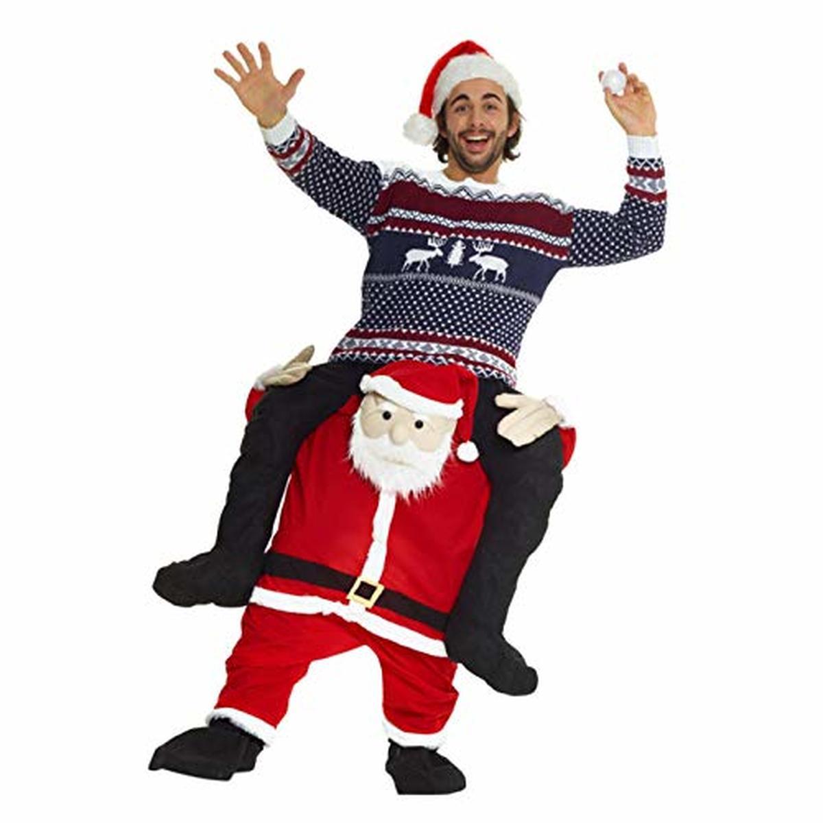 Novelty Santa Claus Funny Costume With Stuff Your Own Legs for Woman Men Xmas carrying me Dress Up Magic Pants Christmas