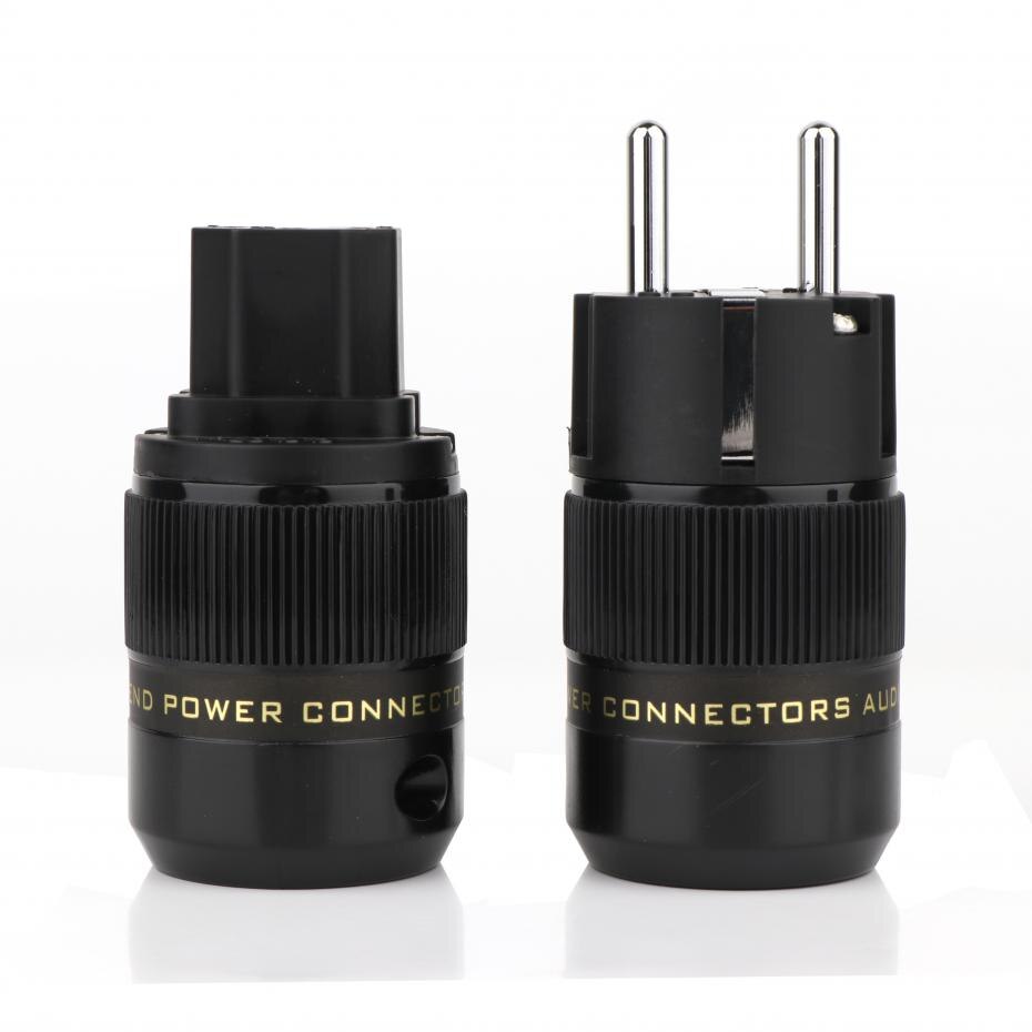 Schuko Power Plug EU Plug Hifi European plug Male Female Power Plug 24K Gold plated Rhodium silver Plated HIFI diy: B-Silver Plated