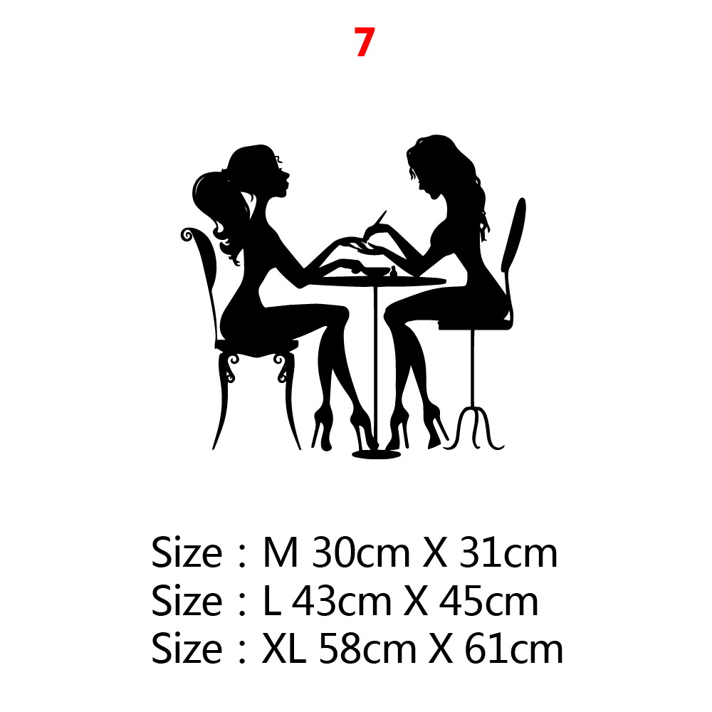 Creatieve Muurtattoo Nail Salon Wall Art Stickers Vinyl Decals Voor Nail Salon Room Decor Sticker Vinyl Muurschildering Behang Poster: Middellang / Paars