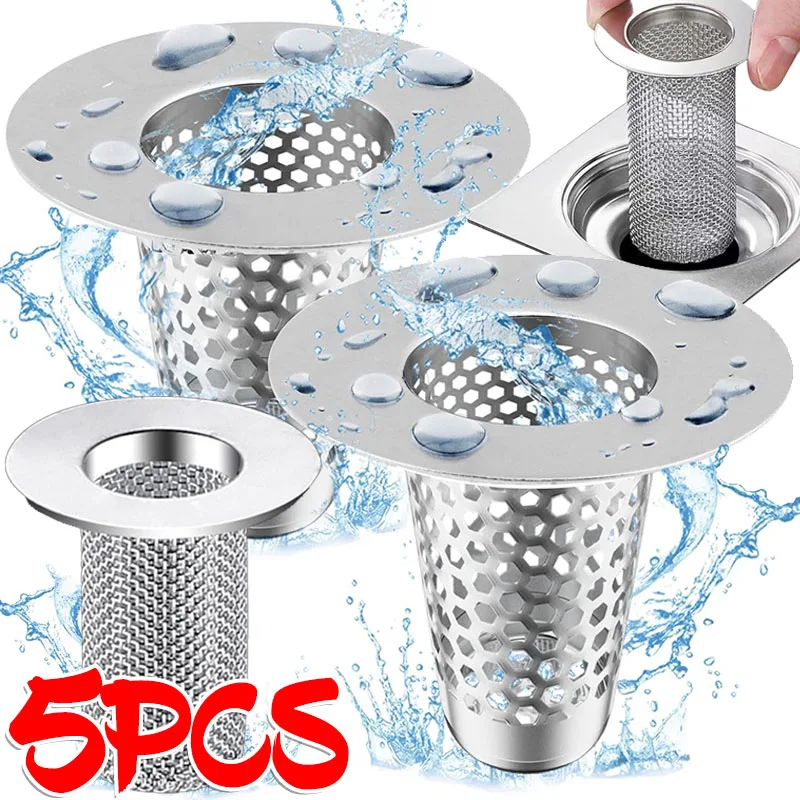 Floor Drain Filter Stainless Steel Mesh Sink Strainer Bathroom Anti-clog Drains Bathtub Hair Catcher Shower Strainer Mesh Basket