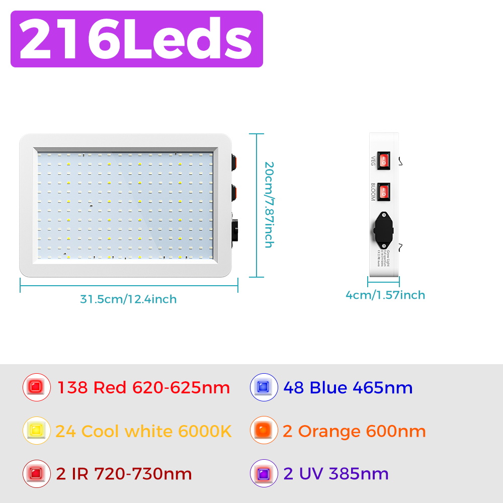 Pełne spektrum światła LED do uprawy roślin 500W BLoom/VEG 2 tryby hydroponiczny namiot szklarniowy pudełko na wzrost lampa do uprawy sukulentów owocowych: changeable / EU