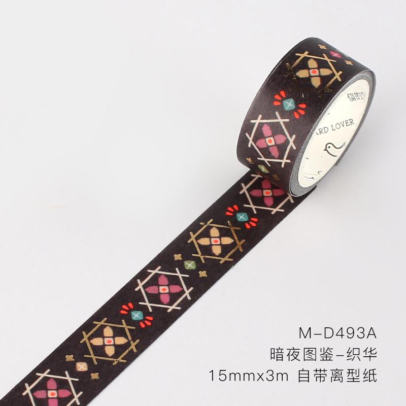 Algue diamant feuille d'or Washi ruban adhésif bricolage Scrapbooking autocollant étiquette rubans de masquage: A