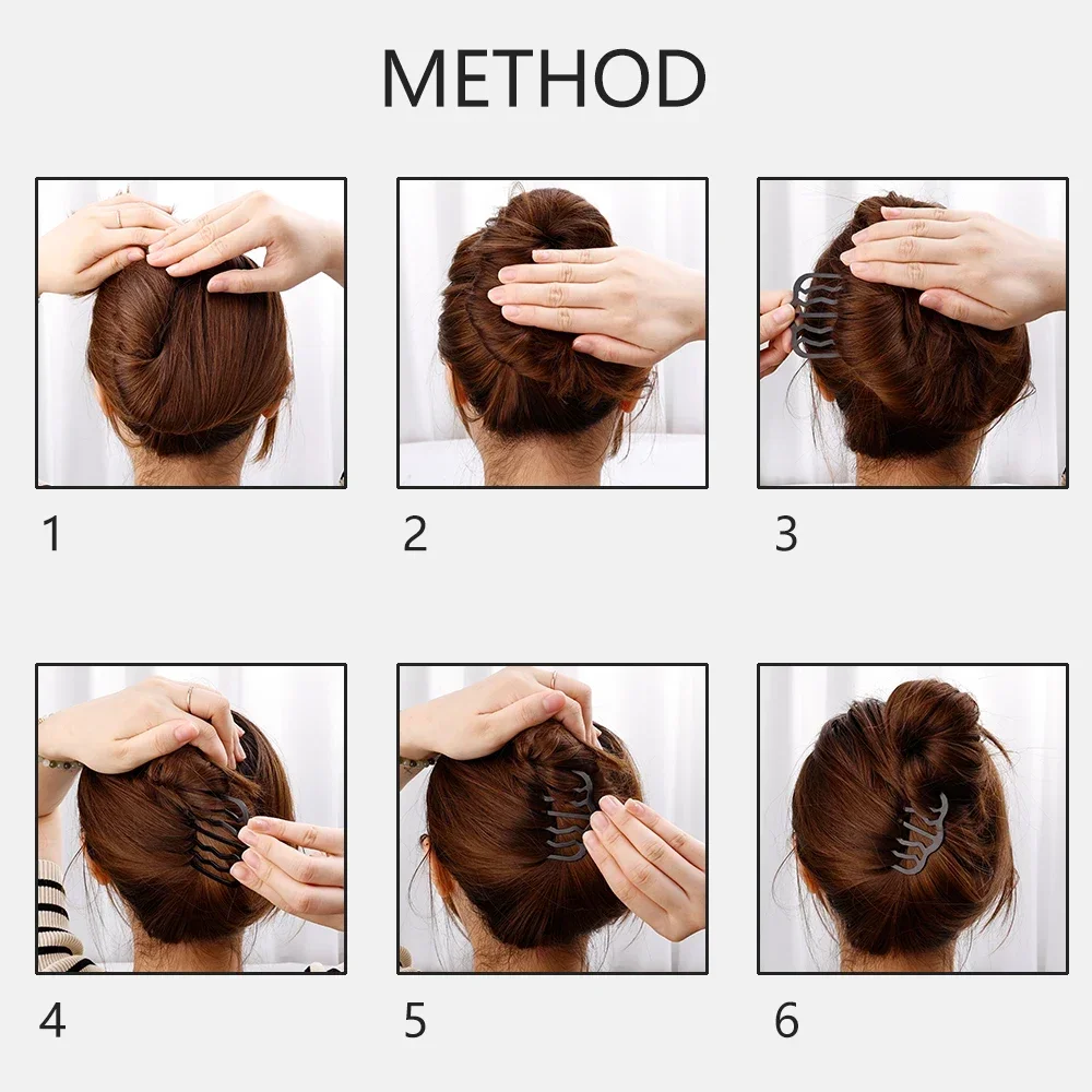 Pince à cheveux en métal noir pour femmes, 1 à 3 pièces, épingle à cheveux, peignes, chignon en désordre, peigne latéral, bâtons Updo, outil de coiffure