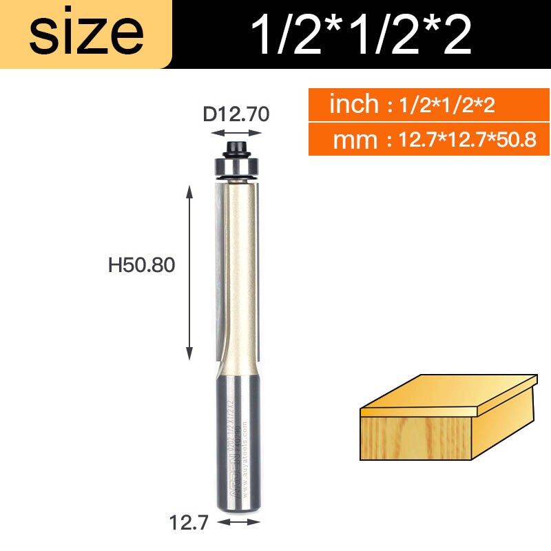 Arden Flush Trim Router Bits for Wood 1/2 1/4 Shank Woodworking Tools Trimming Cutters with Bearing Endmill Milling Cutter: X01310