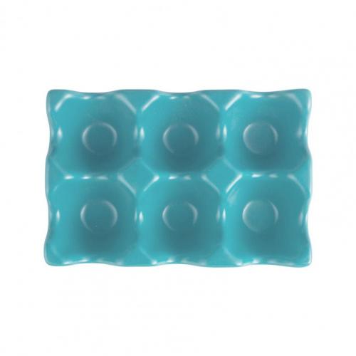 Egg Holder Anti-Slip 6 Grids Ceramic Eco-Friendly Egg Container for Kitchen: Sky Blue