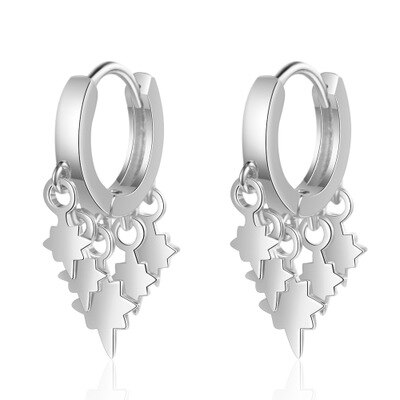 Simples bohemia hoop brincos pequeno minimalista huggie brinco parafuso prisioneiro estrela bola brincos para as mulheres encantador orelha jóias quente: Flash White