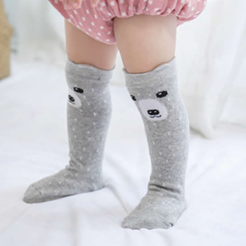Baby cartoon kindersokken stereo oordopjes antislip vloersokken kniehoge meisjes beenwarmers kniehoge panty