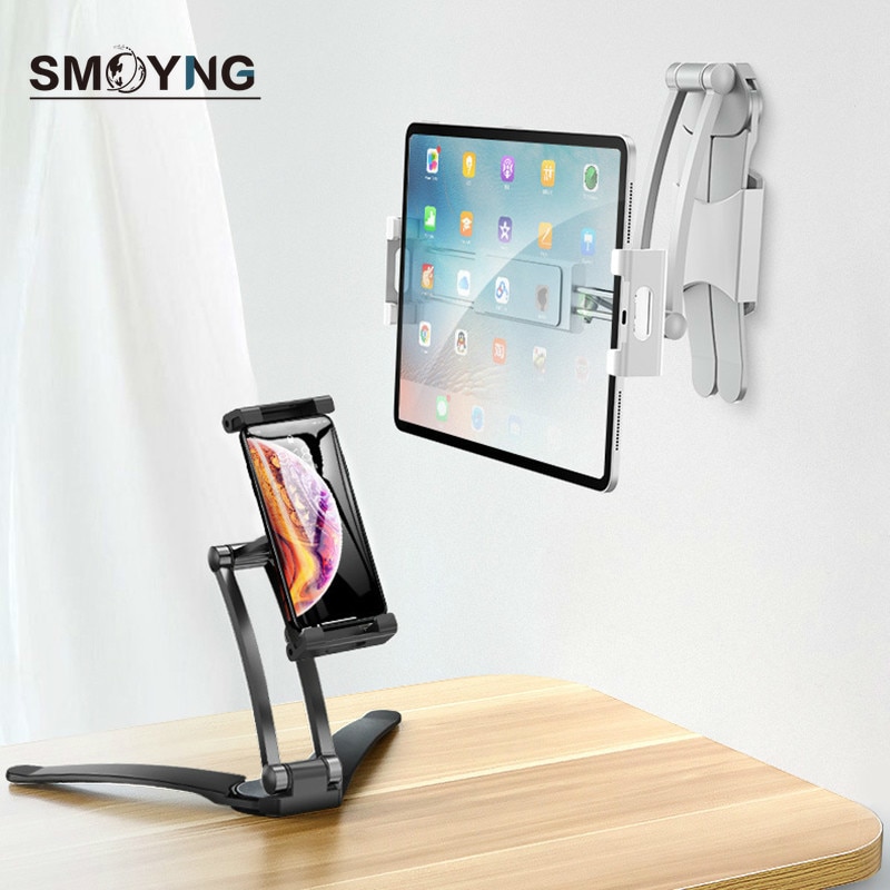 SMOYNG supporto da tavolo per Tablet da cucina in lega di alluminio supporto pieghevole per iPhone iPad Pro Mipad staffa per montaggio a parete