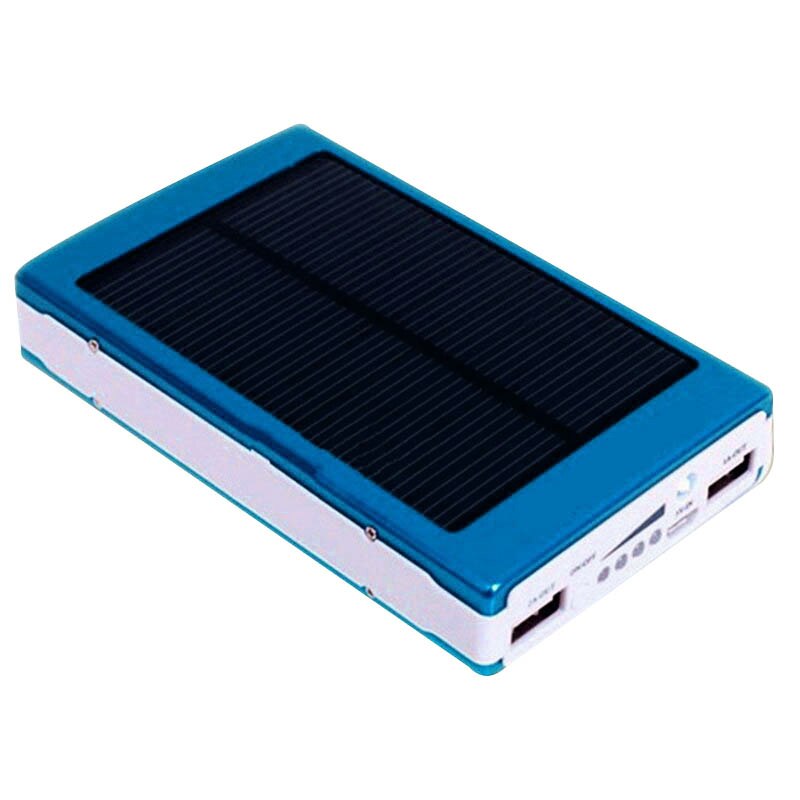 Banco de energía Solar móvil con USB Dual, caja de carga de batería portátil con anidación, cargador de luz para acampada, cargador de batería para teléfono móvil: blue