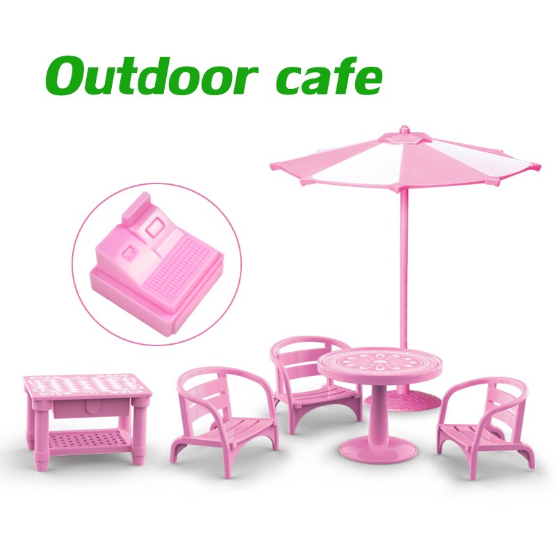 Forest Animal School Bus Desk 1:12 Tent Toy Bus Set Brown Rabbit School Desk Girl Pretend Play House Amusement Park Kids Toys: Outdoor cafe