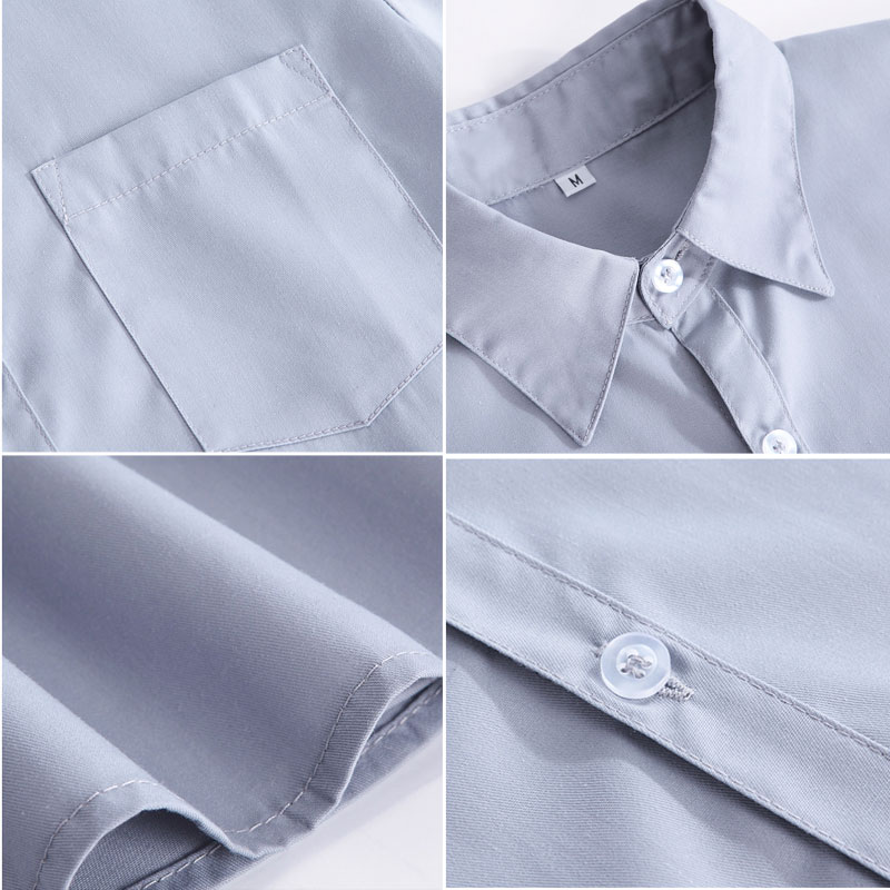 Cotton Short Sleeve Stundent Uniform Shirt Women Overalls Grey Tops Japanese High School Jk Sailor Business Work Women Shirts