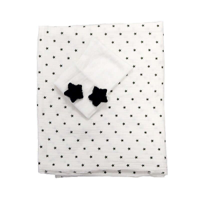 0-3 Maand Nebworn Baby Dekens Hoed Set Zachte Baby Meisjes Ontvangen Inbakeren Deken Mousseline Katoen Stof 4 Layer