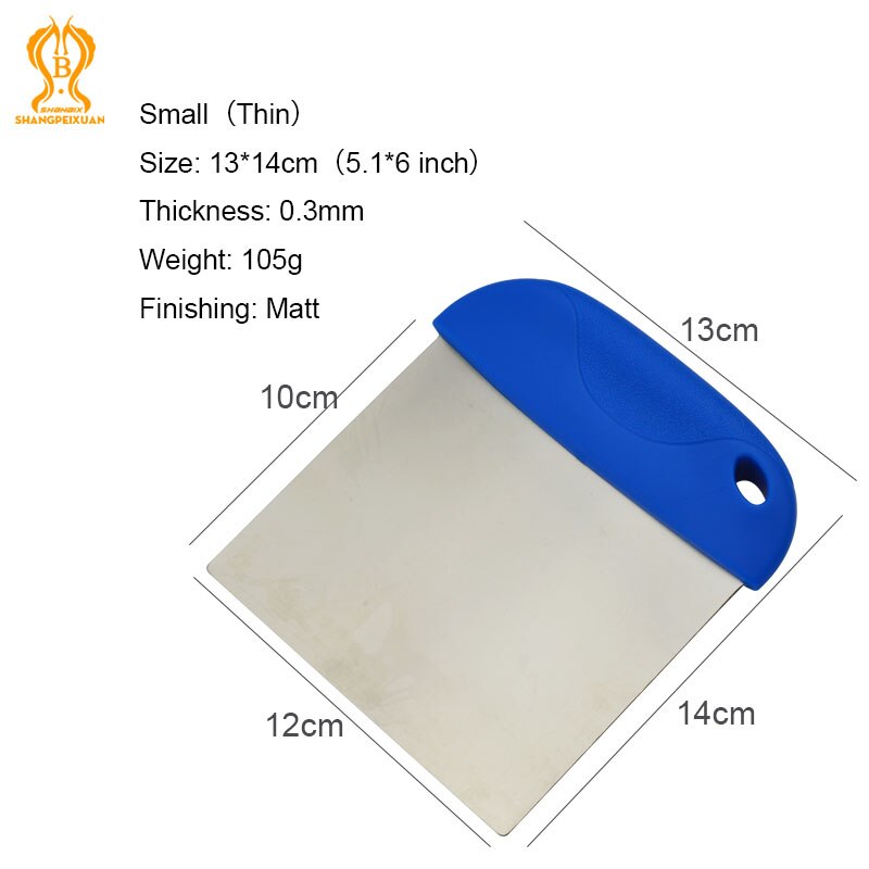 SHANGPEIXUAN Stainless Steel Pizza Cutter Portion Maker Food Scrapers Rubber Handle Cut Knife Dough Pastry Scrapers Chopper