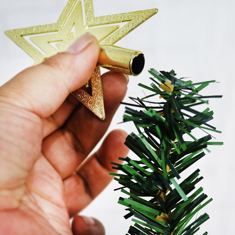 Vrolijke Kerstboom Decoratie Gouden Ster 3D Vijf Point Star Xmas Tree Top Ster Thuis Desktop Topper Kerst Ornament