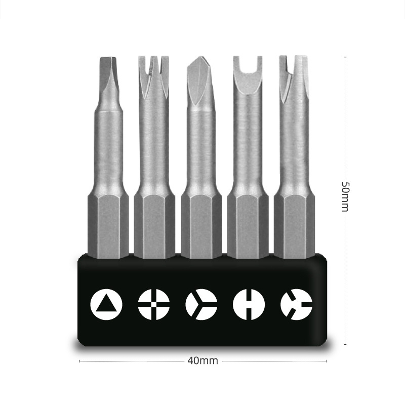 Jeu d'embouts de tournevis de forme spéciale, 1/4 en effet, tige hexagonale, triangle, en forme de U, en forme de Y, trois points pour perceuse, outil de réparation, 5 pièces