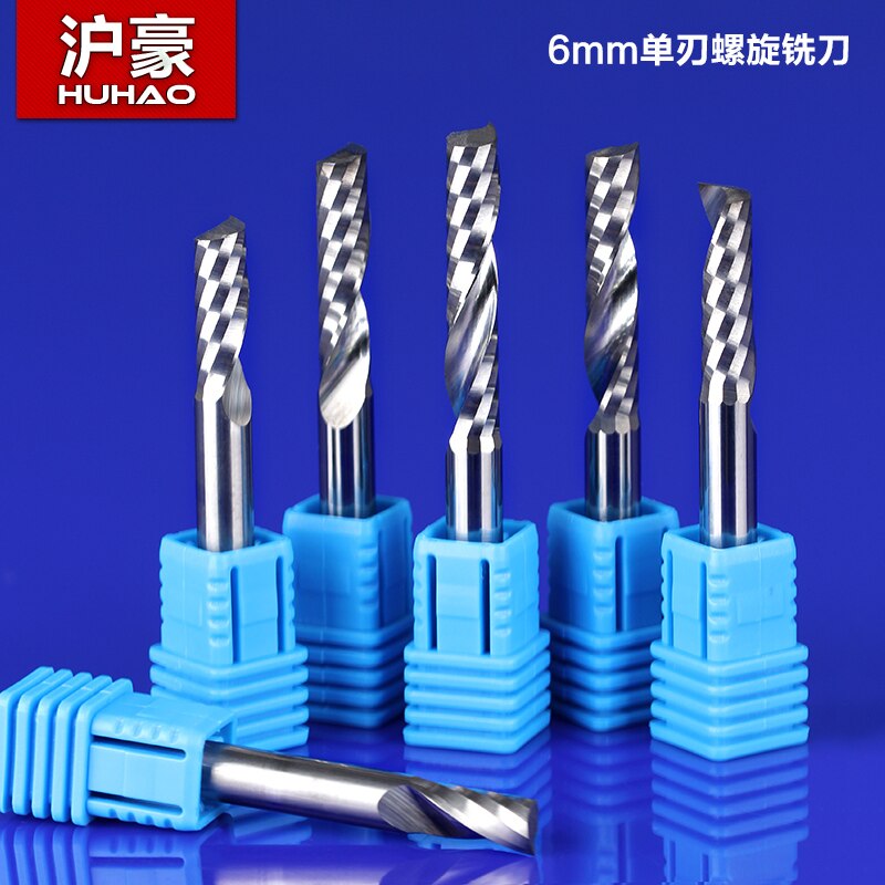 1pc 4/6mm SHK Single Flute Spiral Tools Engraving Bits Cutter Solid Carbide Endmill Cutting Wood Machine