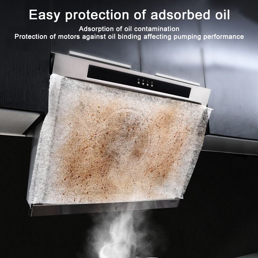 Papier absorbant l'huile, 2 pièces, autocollant anti-fumée, outil de nettoyage, filtre de hotte de cuisinière, installation facile, tissus Non tissés ignifuges