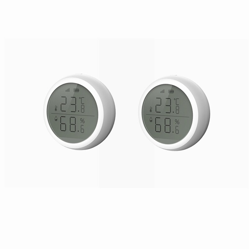 Smart Home Temperature And Humidity Sensor With LED Screen Works With Home Assistant Tuya Zigbee Hub Battery Powered: 2 PCS
