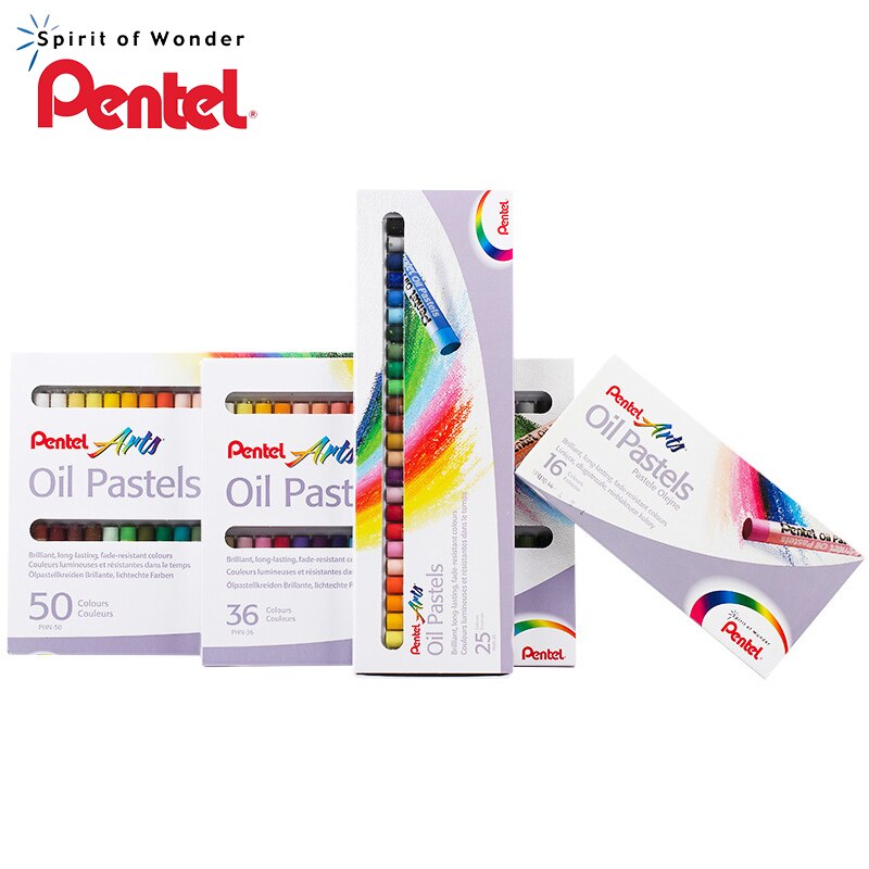 Pentel phn 12/25/36/50 farver runde farveblyanter til børn sæt bløde olie pasteller tegningstegn til børn