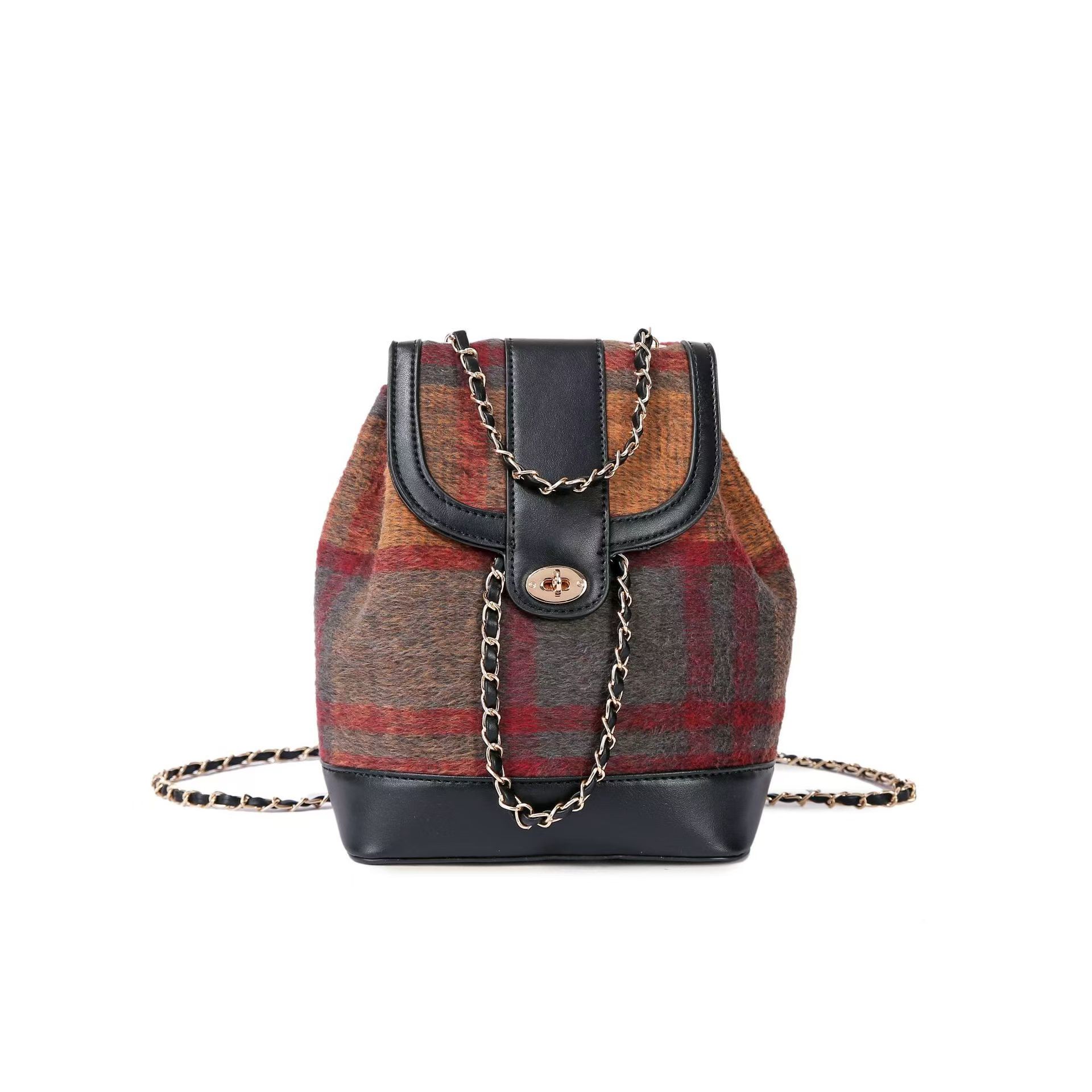 Mochila De lana coreana para niñas, bolsa universitaria, a la , otoño e invierno, 2024: Castaño