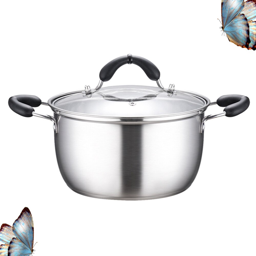 20cm Stainless Steel Stockpot Multi-layer Double Bottom Soup Pot Multi-Function Steamed Pot Cookware Pot Cooking (Silver,