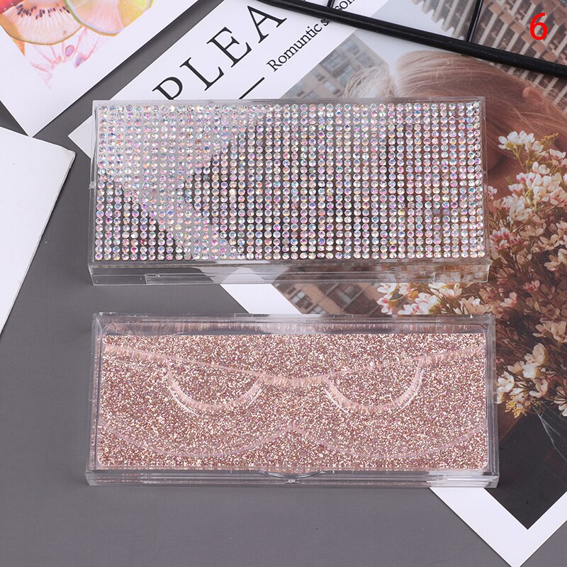 1pcs Popular 3D False Eyelashes Packaging Empty Lash Case Bling Glitter Eyelash Pull Box Diamond False Eyelash Packaging Box: N6