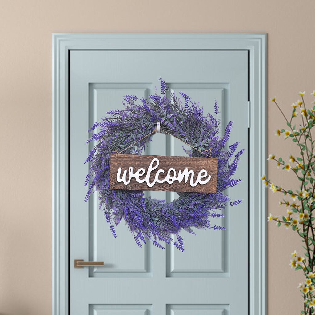 Lavender Wreath DIY Thanksgiving Day Artificial Flowers Welcome Sign Garland Furniture Decoration For Home Door