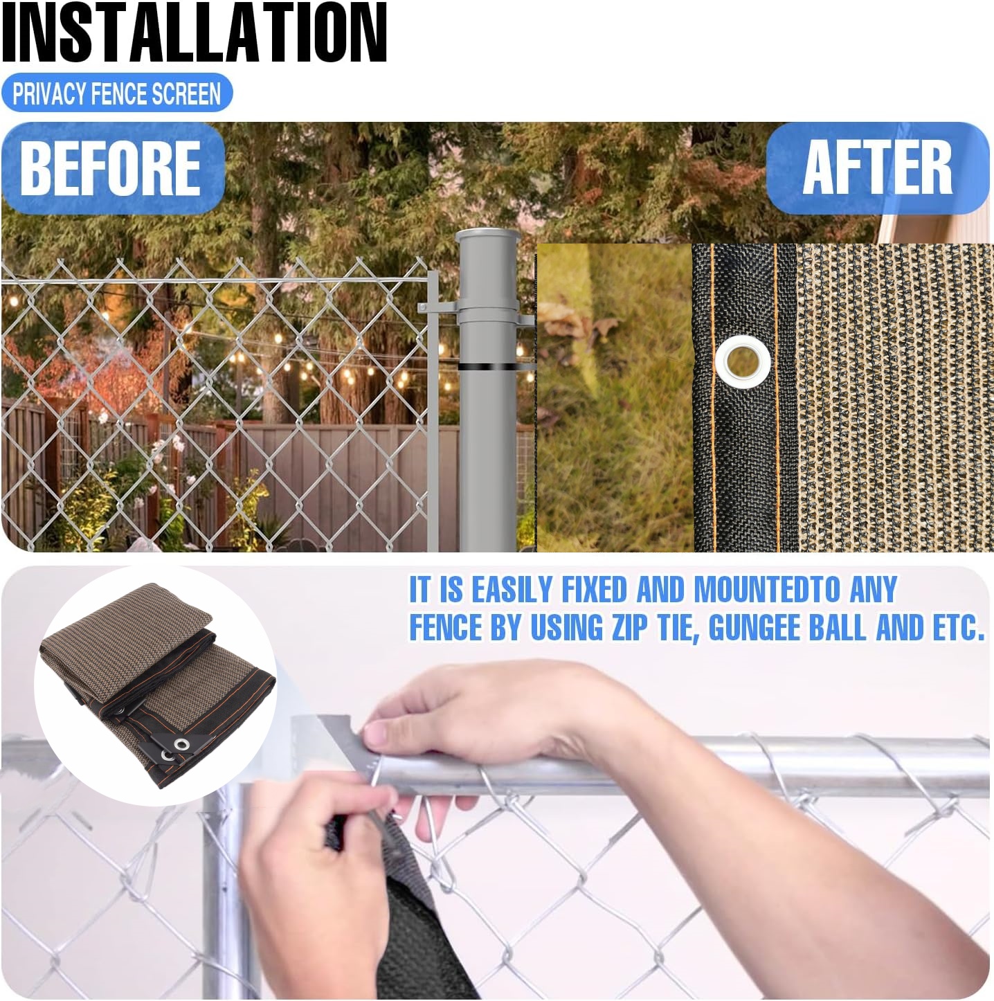 Privacyscherm met doorvoertules, buitenvoorruithek die privacyscherm UV-verstopping bedekt voor achtertuin, tuin, terras