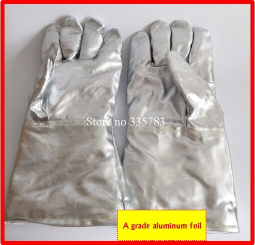 500 grader højtemperatur handsker aluminiumsfolie tykkere anti-skoldning beskyttelseshandsker flammehæmmende handsker