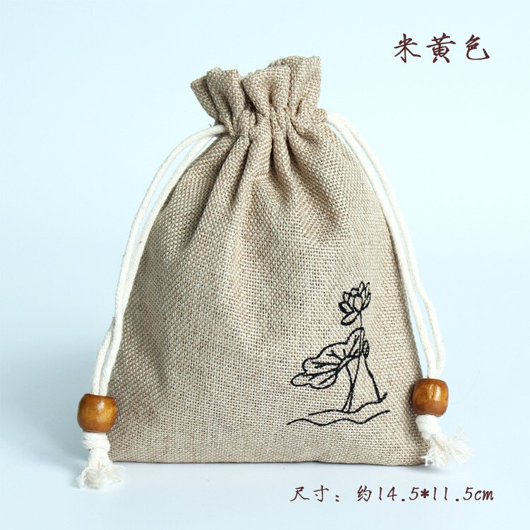 Sac de rangement en toile de Jute de Style chinois, sac , pochette à cordon, emballage de bijoux, bonbons, thé, divers sacs, organisateur de voyage: 8