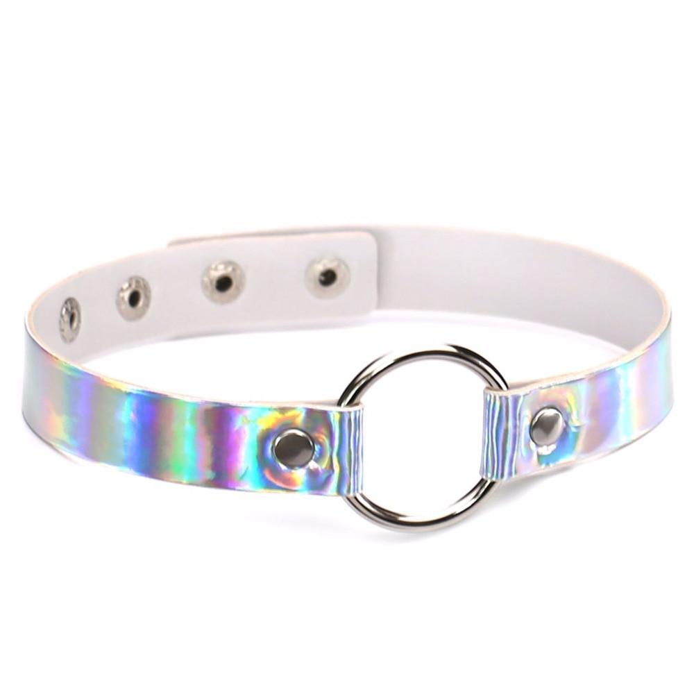 Holografische Choker Punk Festival Slijtage Iriserende Roze Holograph 90 S Choker Grunge Blauw Rave Festival Party Mode-sieraden