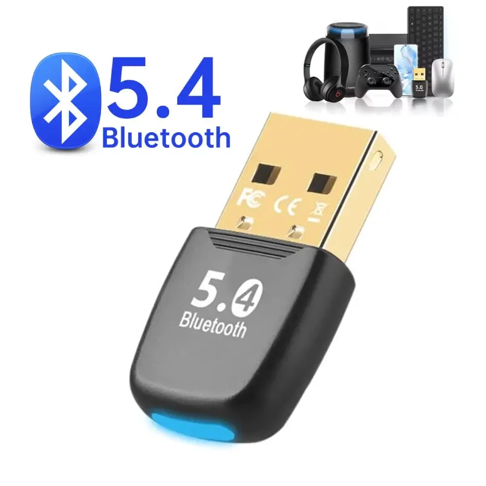 Adattatore Bluetooth USB Bluetooth 5.4 Dongle Adaptador per PC Mouse wireless Keyborad Laptop Ricevitore audio musicale Trasmettitore USB