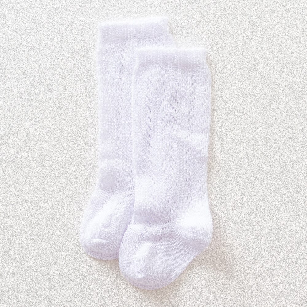 Calcetines hasta la rodilla de estilo español para bebé y niña, para niños pequeños de Lolita medias caladas, medias de malla de rejilla, medias de princesa 5T: white / 18M-3T