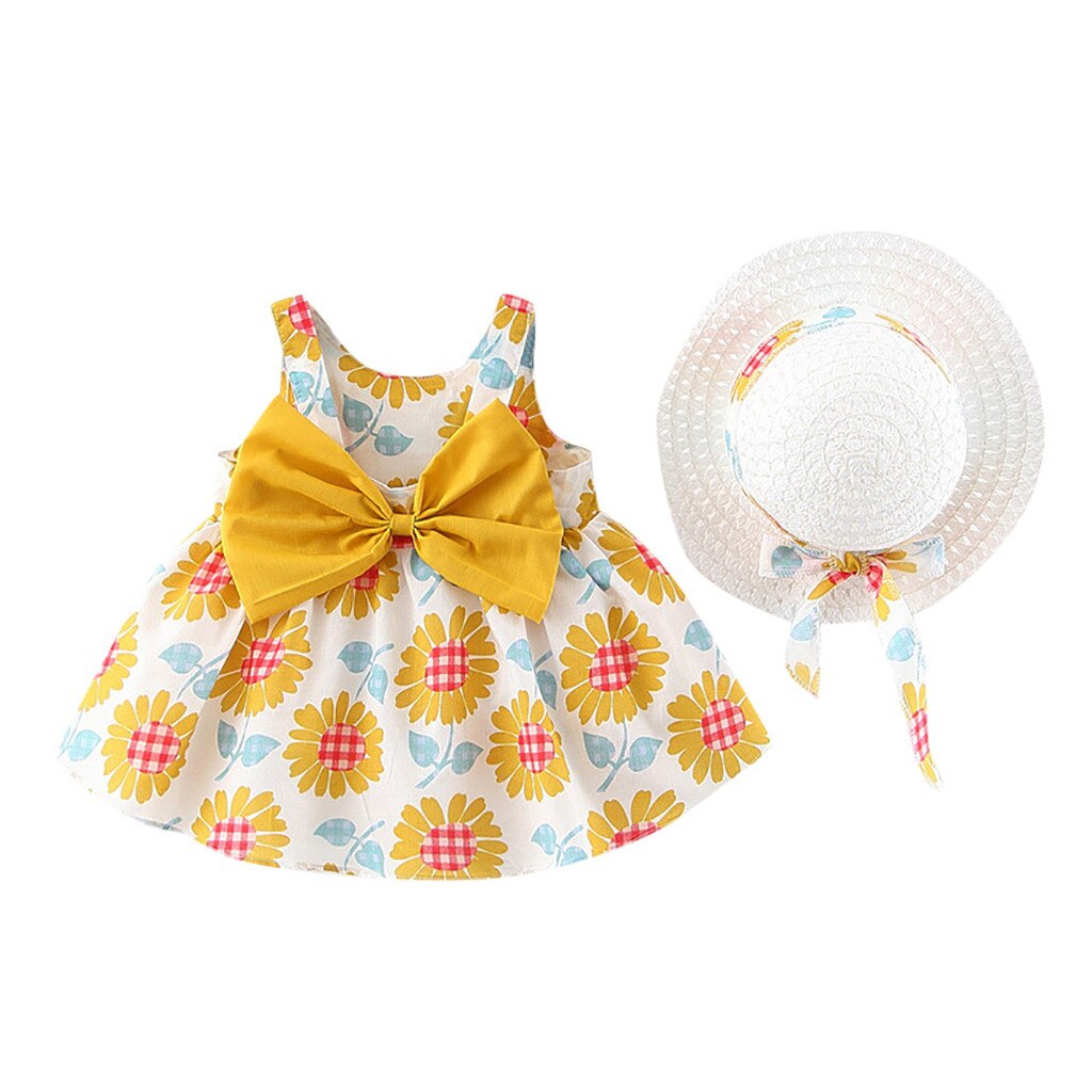 liaddkv Outfits party mouwloze jurk jurk kind stippen print bloemen kinderen meisjes prinses kleding meisjes jurken met bovendeel meisjes, F, 4-5 Jaren