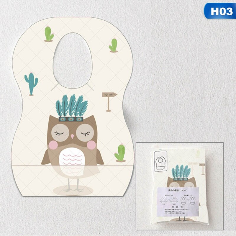 10Pcs/Lot Baby Disposable Bibs Portable Toddler Kids Feeding Bibs Waterproof Non-Woven Fabric Bibs Saliva Apron Paper Bibs: H03