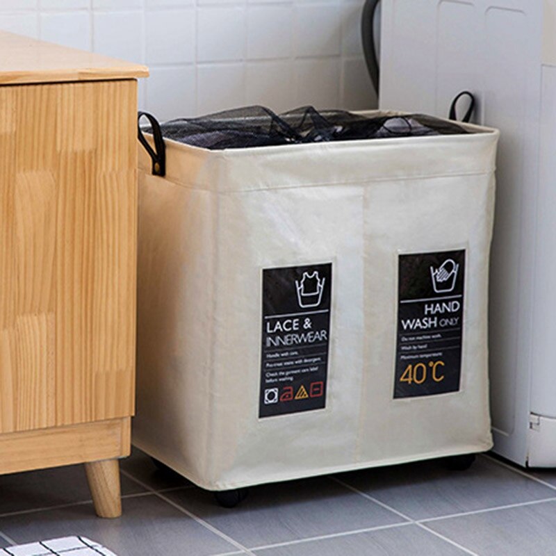 Opvouwbare opbergmand met wielen, wasmand met wieltjes, opvouwbare grote wasmand, wasmand voor vuile was, waszak voor organisatie