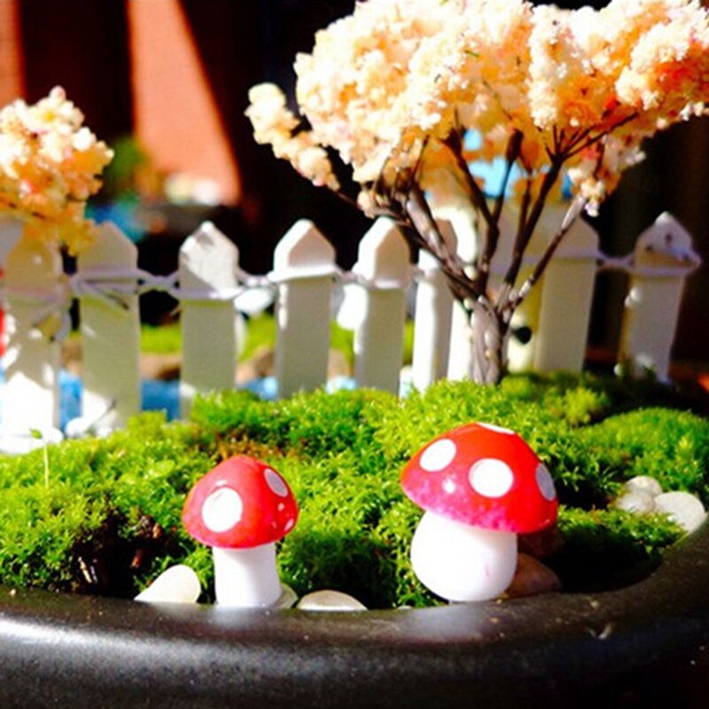 10 Uds. 2cm Mini setas en miniatura Jardín de hadas terrario con musgo resina artesanía decoraciones estacas artesanía