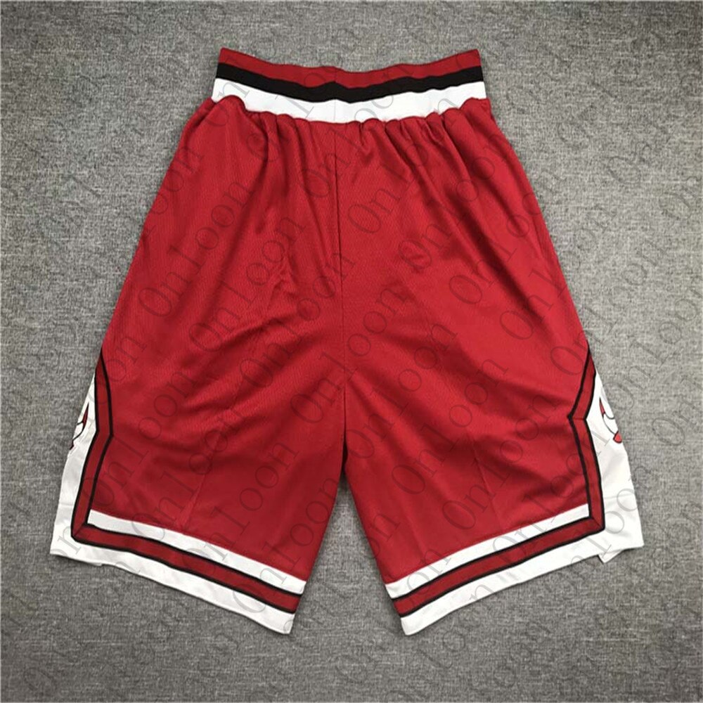 Pantalones Cortos de baloncesto americano para Hombre, Shorts deportivos con bordado de Chicago, baloncesto: Rojo / L