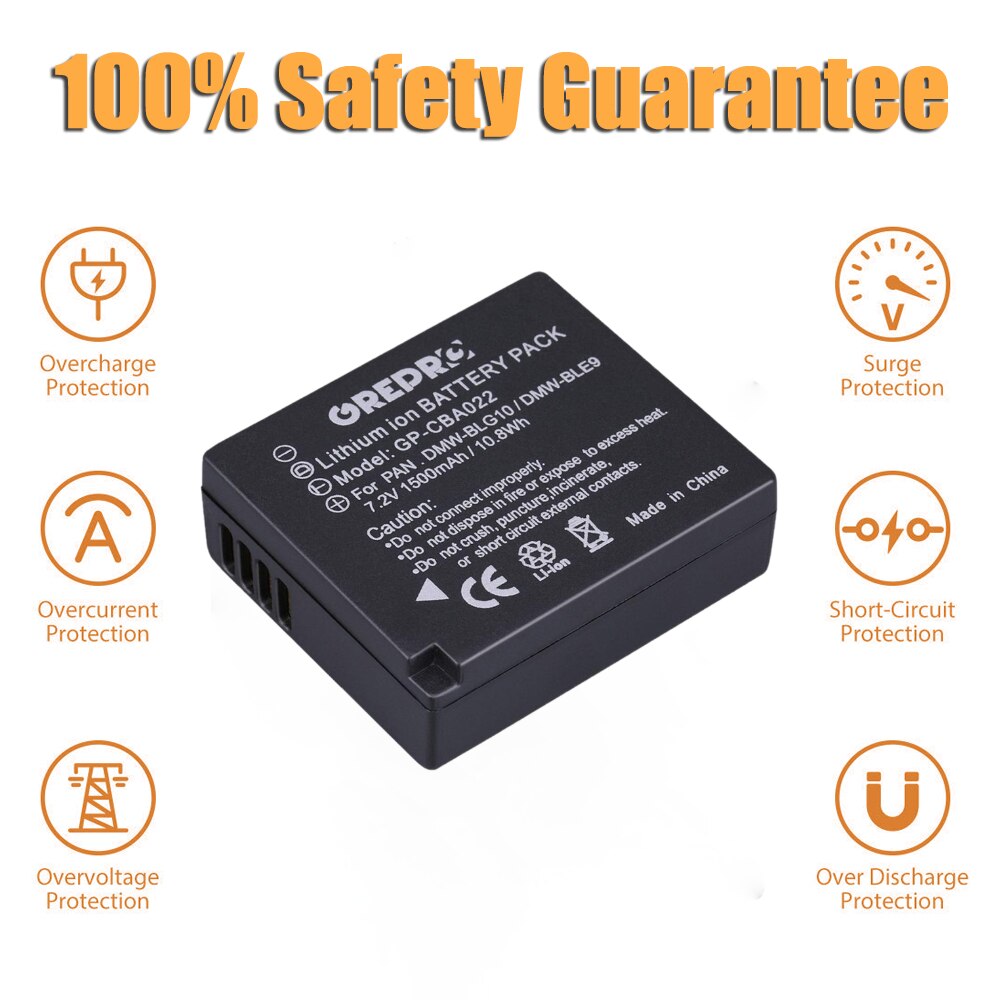 Batterie avec chargeur, pour Panasonic Lumix DMC TZ100 GX9 TZ80 TZ90 GX80 GX7 LX100 DMW-BLG10 Mark II, DMW-BLE9 DMW-BLE9E DMC-GX80