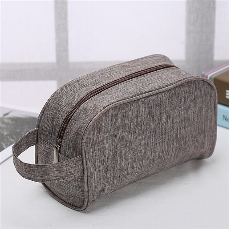 Bolso de cosméticos Simple de para hombres y mujeres, bolsos de viaje de Color sólido con cremallera, neceser organizador, bolsa de almacenamiento, bolsas de maquillaje: coffee