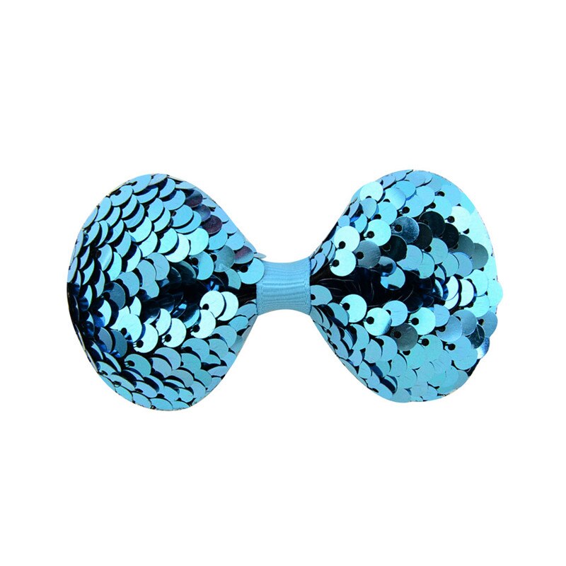Undomed 3.14 "costura lantejoulas glitter arco clipes grampos de cabelo meninas grampos de cabelo do bebê pino de cabelo crianças clipes acessórios de cabelo: Azul