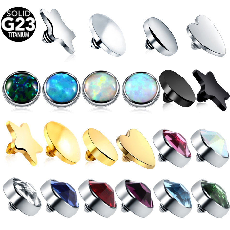 1 pieza G23 Piercing de titanio Micro Dermal CZ gema Micro ancla dérmica cristal Top Piercings dérmicos Piercing de superficie 14G joyería del cuerpo