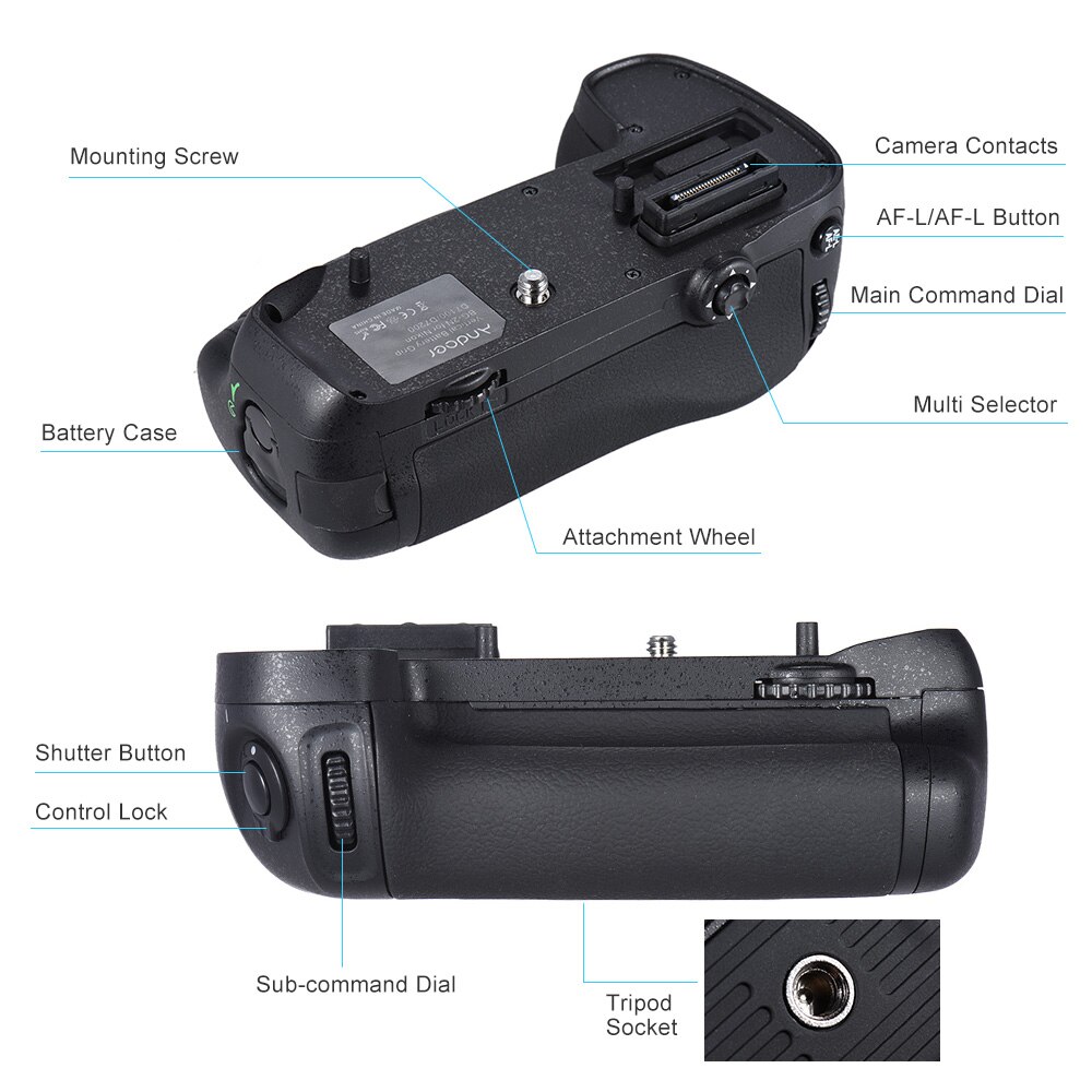 Andoer Verticale Camera Battery Grip Houder Voor Nikon D7100/D7200 Dslr Camera Compatibel Met EN-EL Batterij