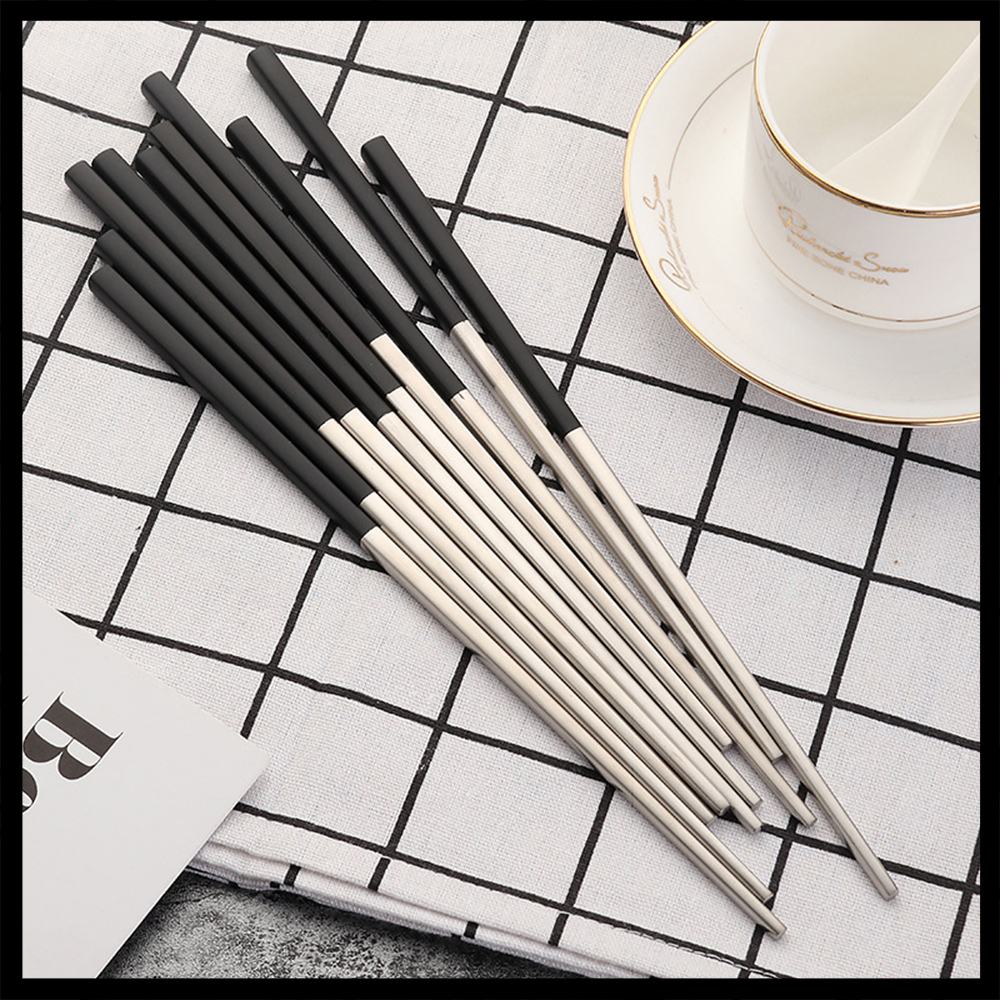 Luxury 304 Stainless Steel Square Chopsticks Titanium Sushi Hashi Chinese Japanese Chopsticks 1 Pair 23cm