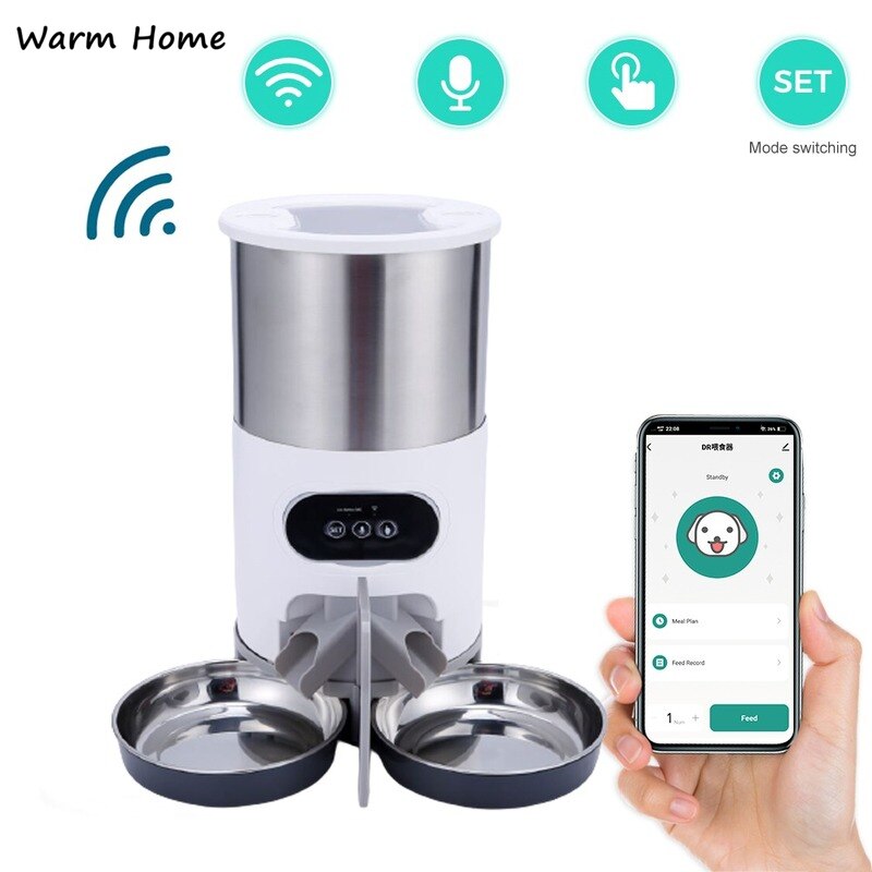Smart App Pet Feeder Kat En Hond Voedsel Dispenser Rvs Kom Medium-Sized Katten En Honden Met Opname timing Voeden